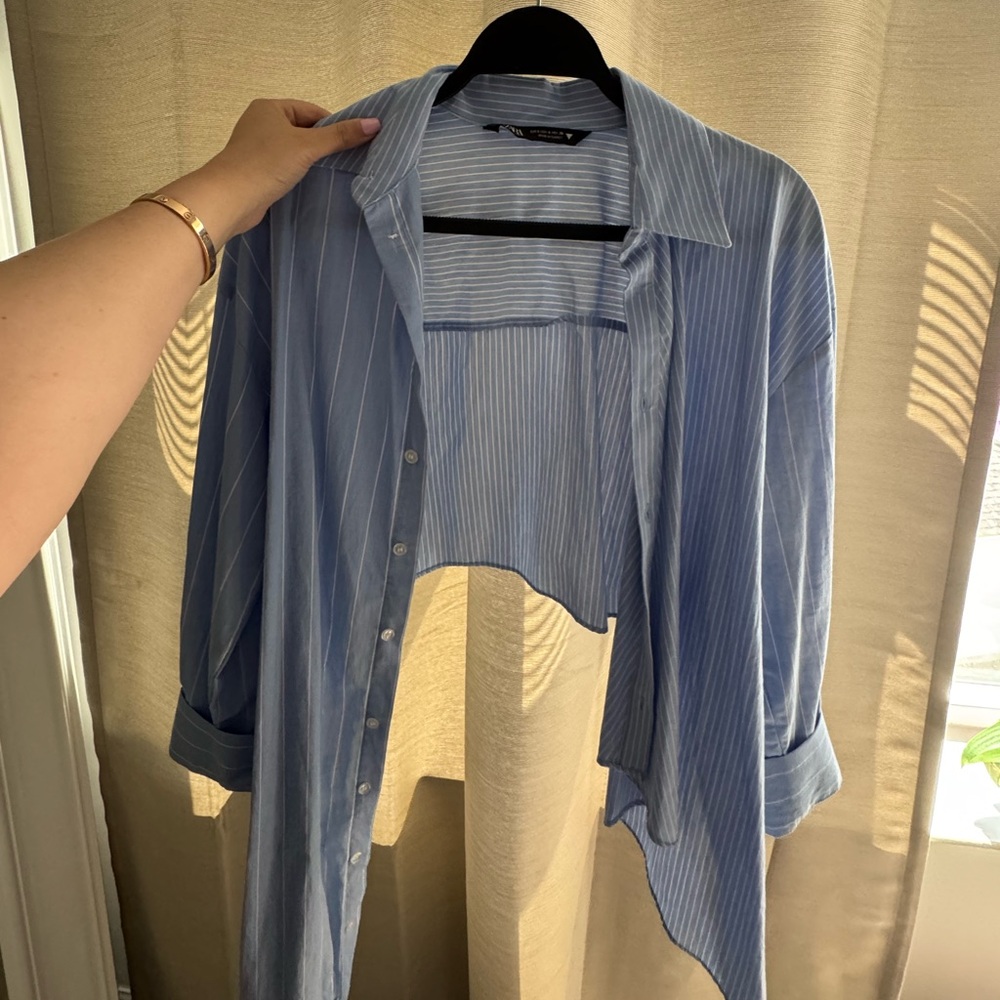 Blue Striped Button-Up Blouse - Picture 2 of 4